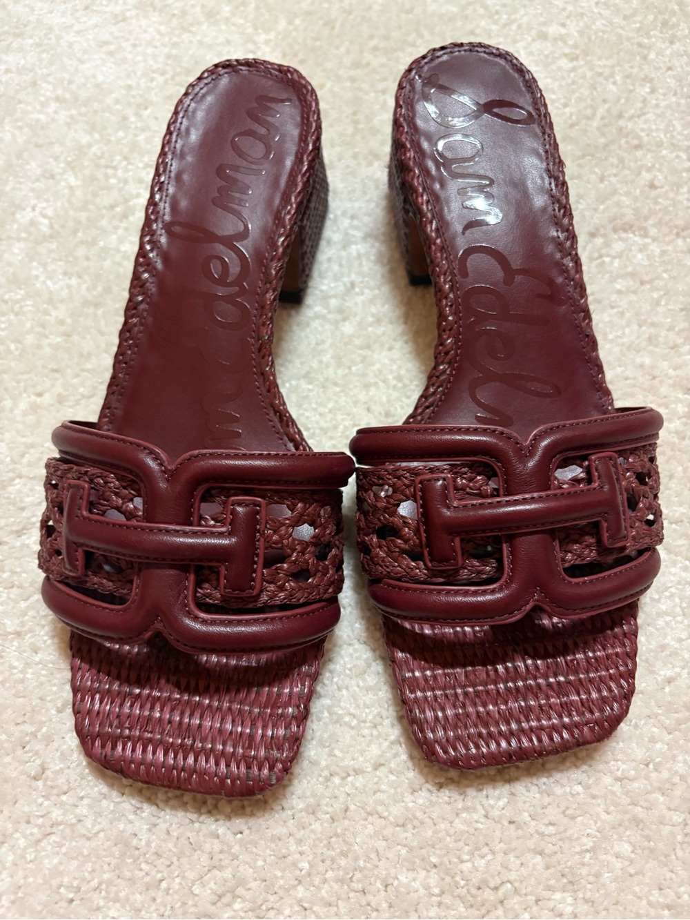 Sam Edelman Burgundy Waylon Weave Slide Sandal